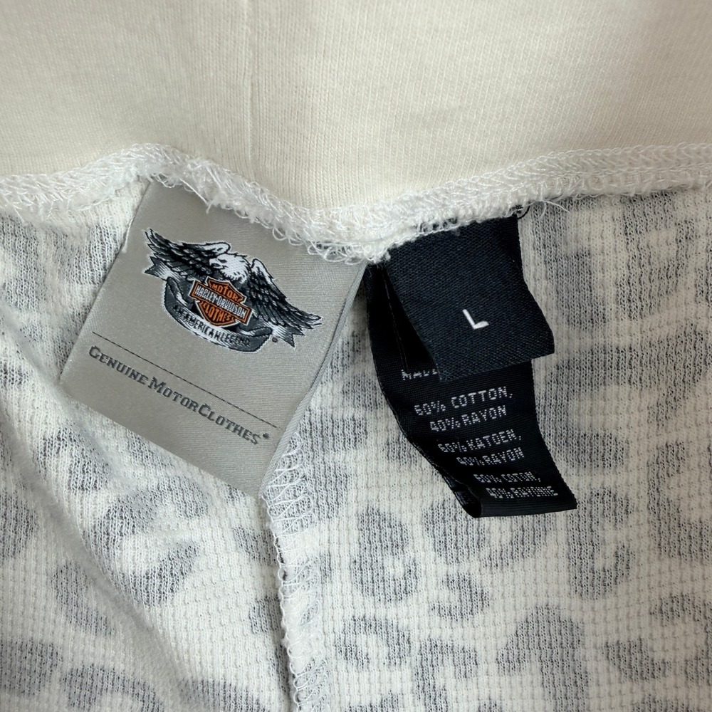 Harley-Davidson Womens Leopard Print Thermal Pajama Leggings Waffle Knit Large - Picture 6 of 8